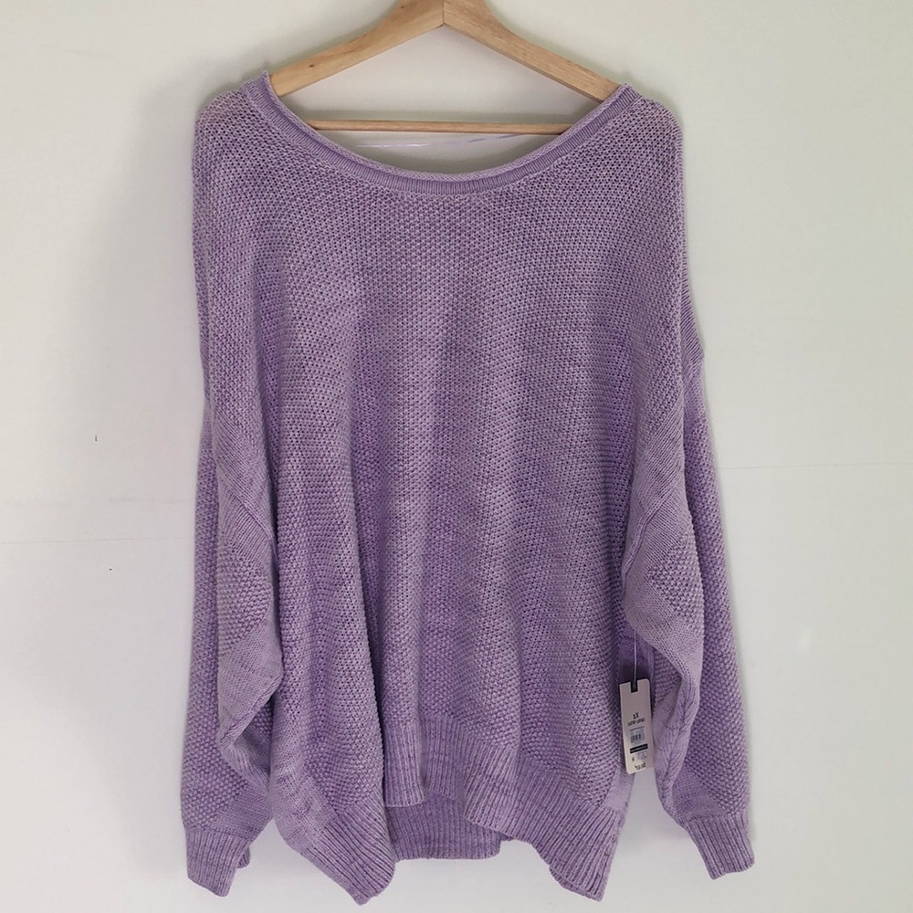 NWT Plus Size Cozy Feminine Terra & Sky Purple Cotton Blend Knit Sweater